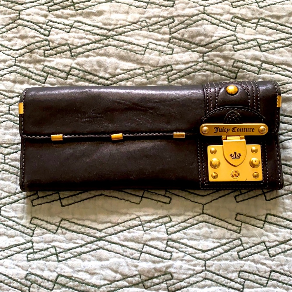 Juicy Couture soft black leather clutch